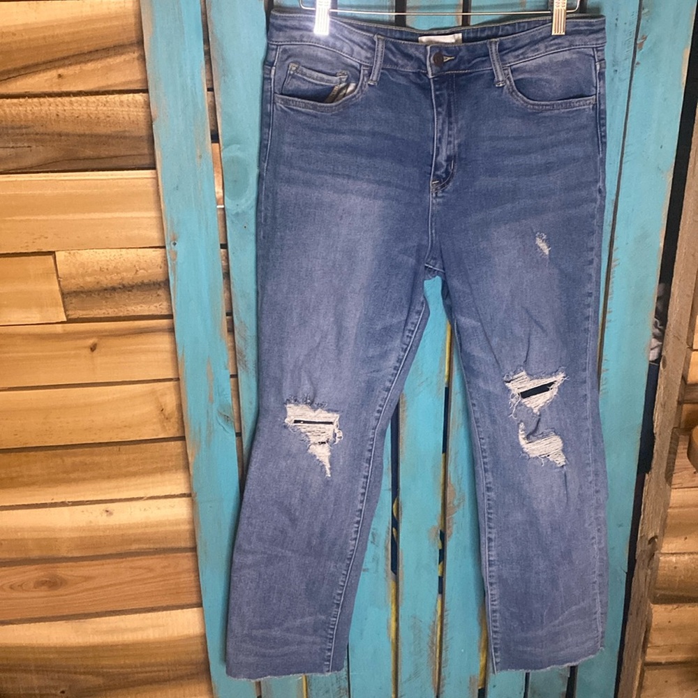 Vervet distressed high waisted jeans size 31 inseam 30 stretchy raw hem